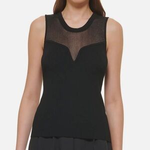 DKNY Womens Ribbed Knit Blouse EUC